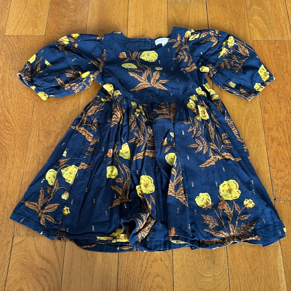 Pink Chicken Gold Flecked Floral Dress 5Y